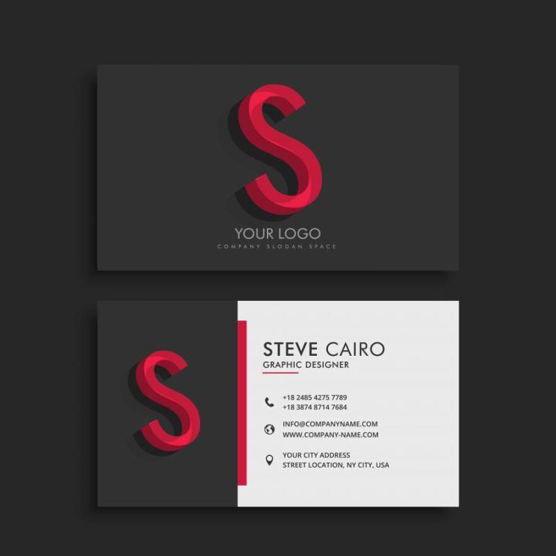 与字母S的干净的黑暗的名片