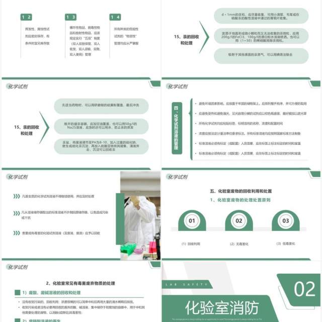 绿色简约风化学实验室安全知识PPT模板