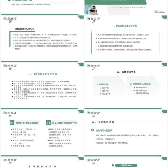 绿色简约风化学实验室安全知识PPT模板