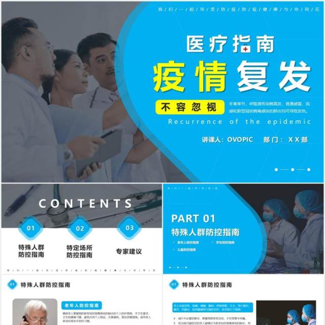蓝色商务风疫情复发不容忽视医疗指南培训知识PPT模板 蓝色商务风疫情复发不容忽视医疗指南培训知识PPT模板
