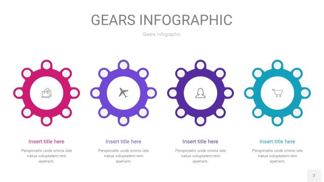 玫瑰紫色齿轮PPT信息图7
