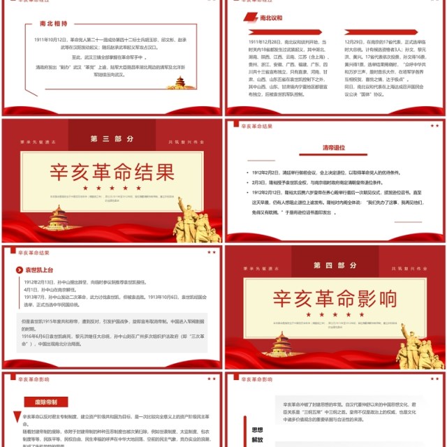 红色简约风纪念辛亥革命113周年PPT模板 红色简约风纪念辛亥革命113周年PPT模板