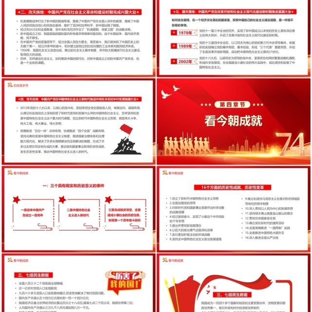 红金礼赞新中国放歌新时代PPT模板