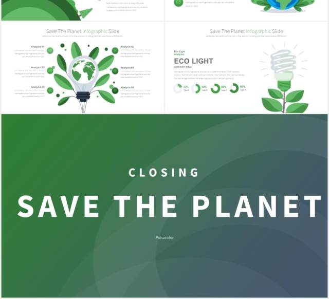 11套色系拯救地球绿化环保PPT创意插画素材Save The Planet - PowerPoint Infographics