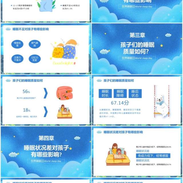卡通世界睡眠日节日介绍PPT模板 卡通世界睡眠日节日介绍PPT模板