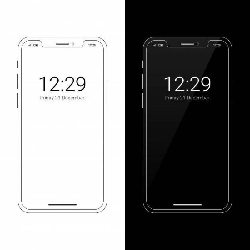 Modern Wireframe smartphone mockup with notch display