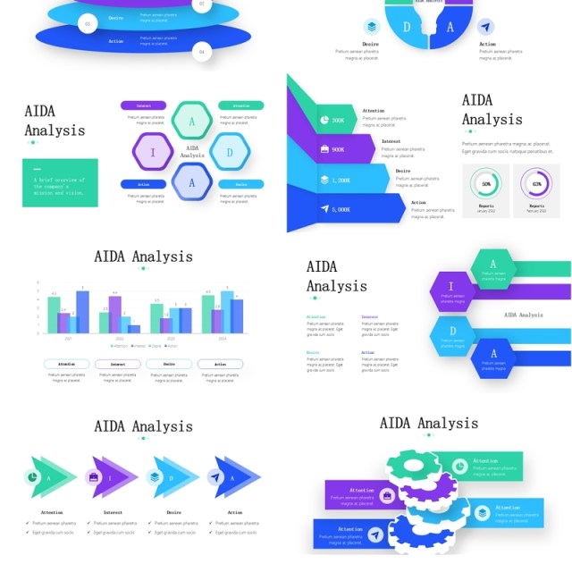 推销销售分析信息图PPT素材模板AIDA Analysis Infographics