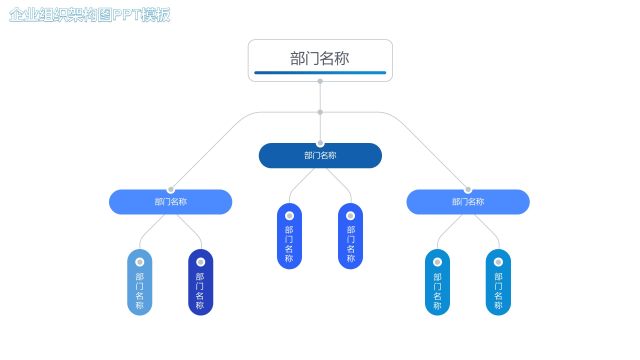 蓝色企业组织架构图PPT素材9