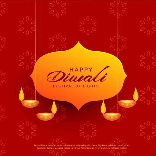 印度的diwali节日贺卡设计与吊灯