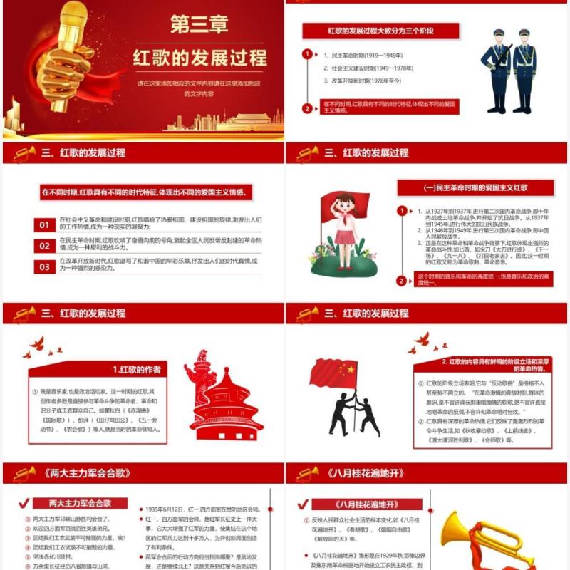 红色党政风唱红歌活动宣传介绍PPT模板