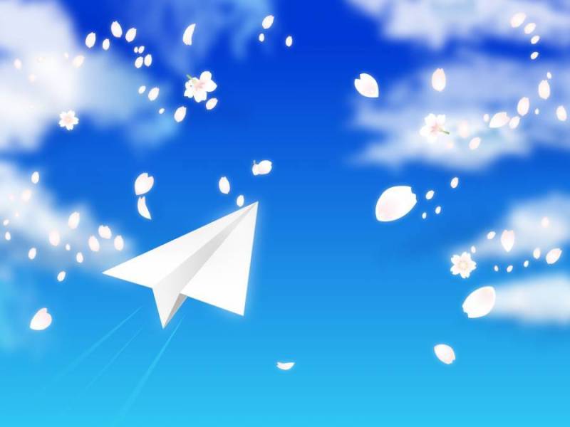 蓝蓝的天空和樱花与暴风雪和纸飞机02