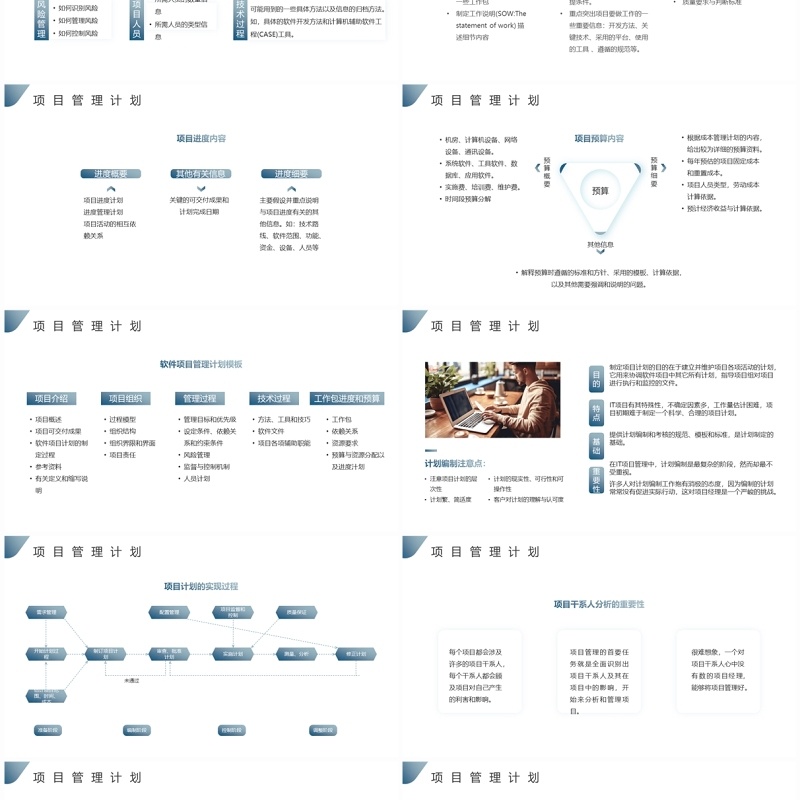 蓝色简约风项目整体管理PPT模板