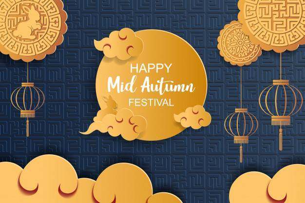 Happy mid autumn festival background. paper art style