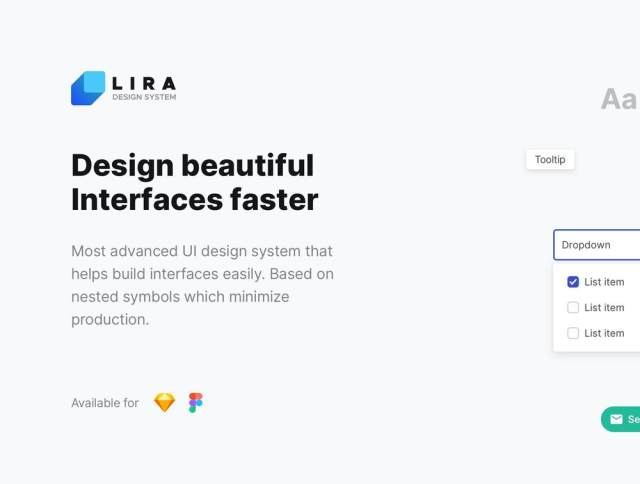 用于Sketch和Figma的清洁现代UI设计系统，Lira Design System