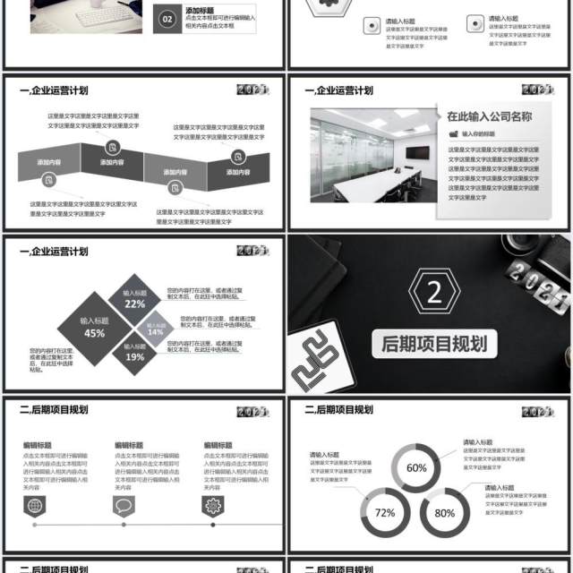 黑色大气商务公司企业运营报告工作总结计划汇报通用PPT模板