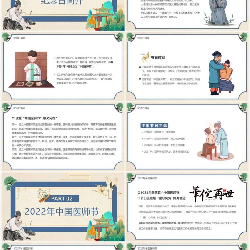 淡雅中国风中国医师节介绍PPT模板