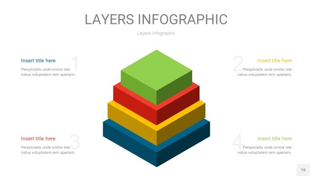 四色3D分层PPT信息图16