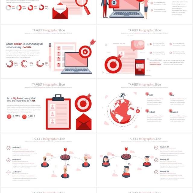 11套色系企业目标销售目标计划PPT人物插画素材TARGET - PowerPoint Infographics