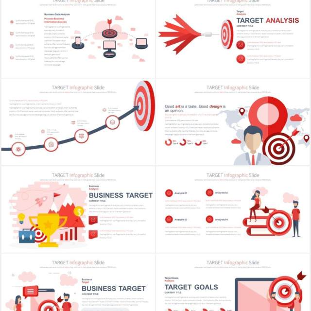 11套色系企业目标销售目标计划PPT人物插画素材TARGET - PowerPoint Infographics 11套色系企业目标销售目标计划PPT人物插画素材TARGET - PowerPoint Infographics