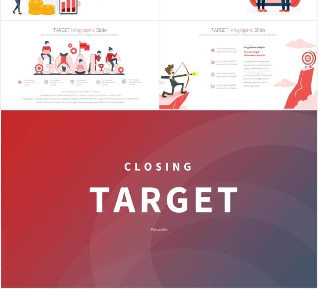 11套色系企业目标销售目标计划PPT人物插画素材TARGET - PowerPoint Infographics 11套色系企业目标销售目标计划PPT人物插画素材TARGET - PowerPoint Infographics