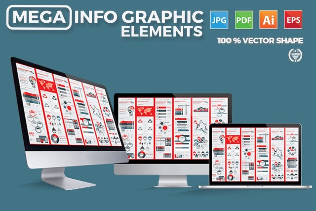 大型信息图形元素设计素材Mega Infographics Elements Design