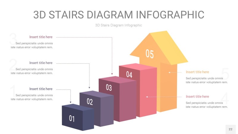 紫黄色3D阶梯PPT图表22