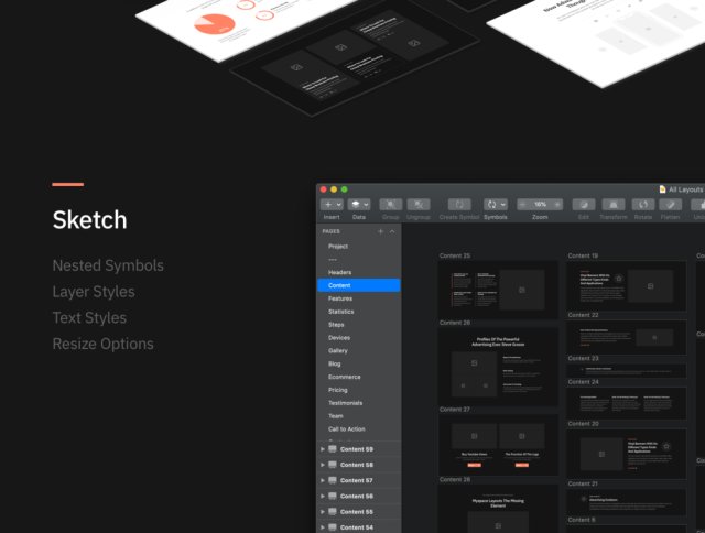 用于Web原型设计的最大布局库，Sections Wireframe Kit