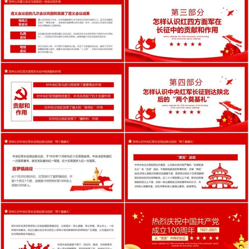 从党史中再识长征热烈庆祝中国共产党成立100周年党建党政动态PPT模板