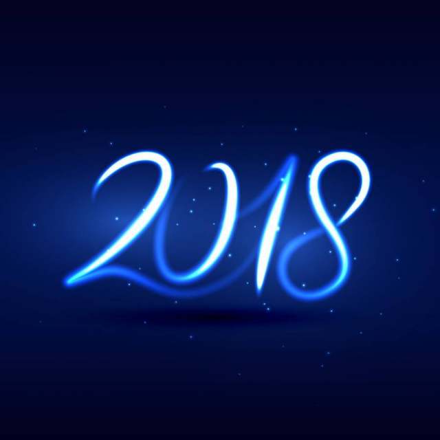 霓虹灯风格2018年新年刻字设计