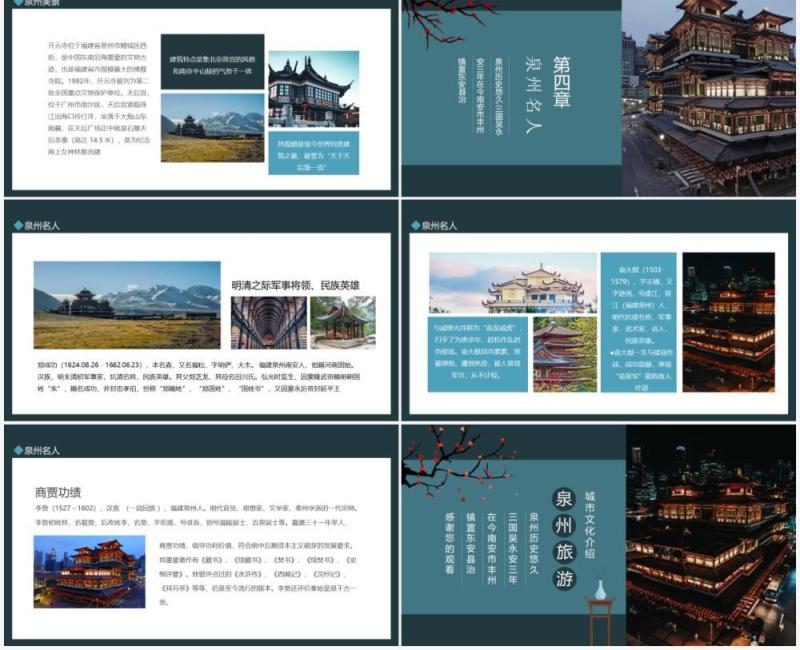 泉州旅游城市文化介绍动态PPT模板