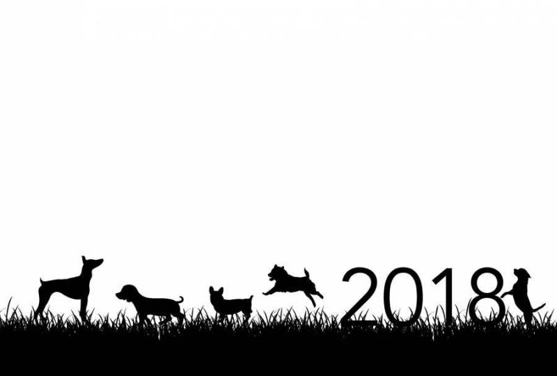 新年贺卡戌剪影2018年单色