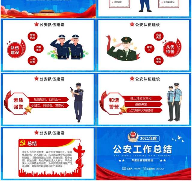 2021蓝色年度公安工作总结计划汇报PPT模板 2021蓝色年度公安工作总结计划汇报PPT模板