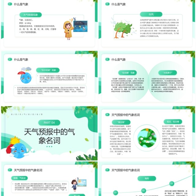 绿色卡通风世界气象日主题班会PPT模板 绿色卡通风世界气象日主题班会PPT模板