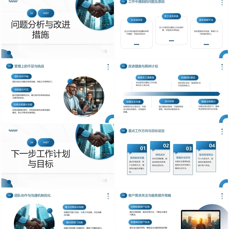 蓝色商务风物业管理经理述职报告PPT模板