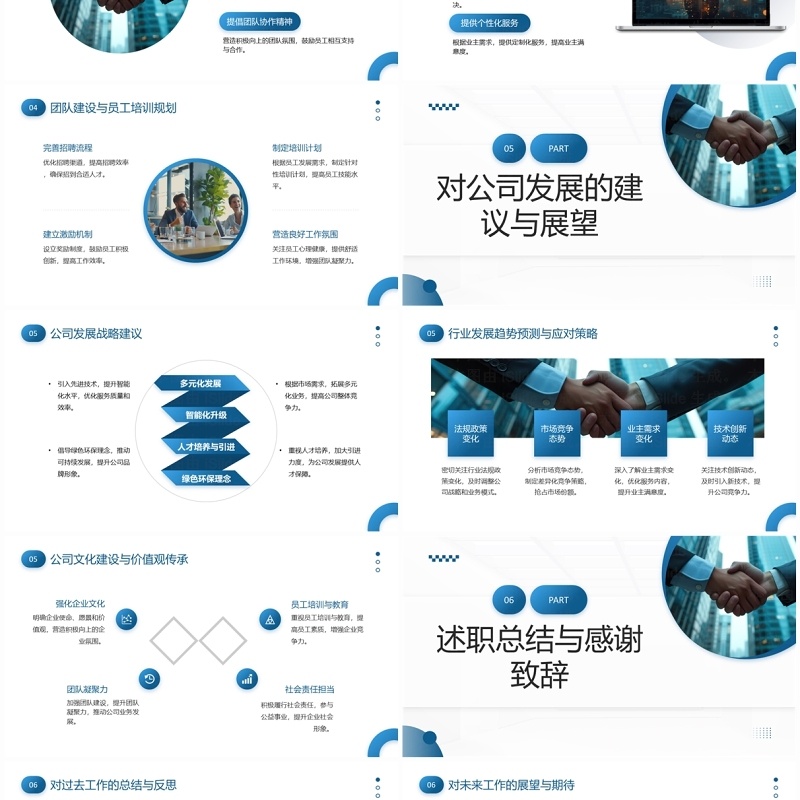 蓝色商务风物业管理经理述职报告PPT模板