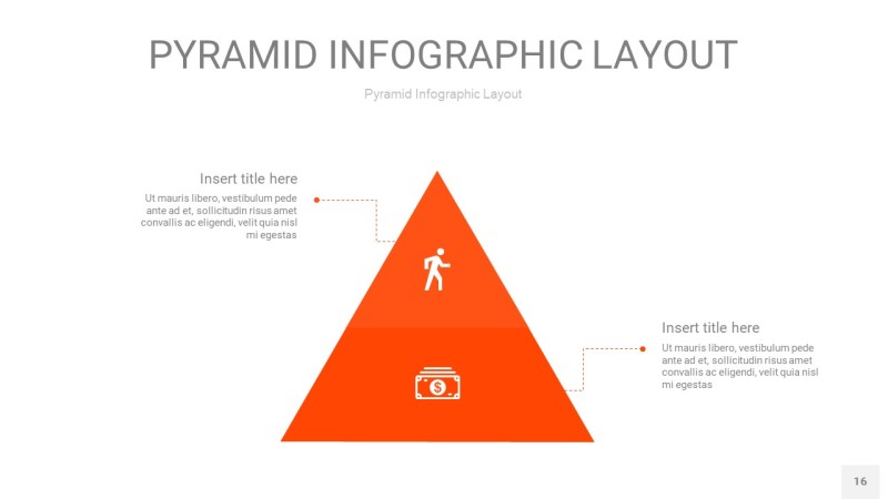 橘红色3D金字塔PPT信息图表16