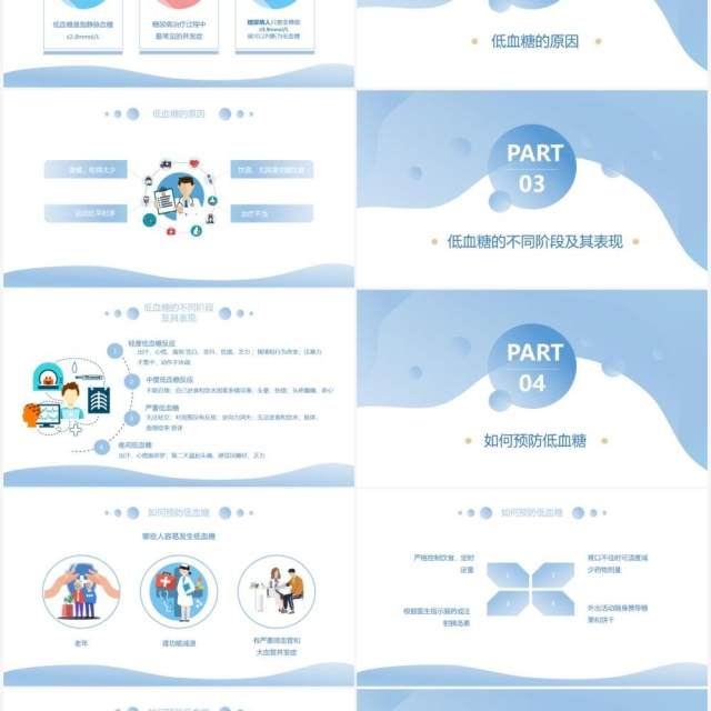 蓝色简约风低血糖症的急救与护理PPT模板 蓝色简约风低血糖症的急救与护理PPT模板
