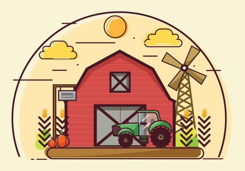 农场和谷仓矢量设计