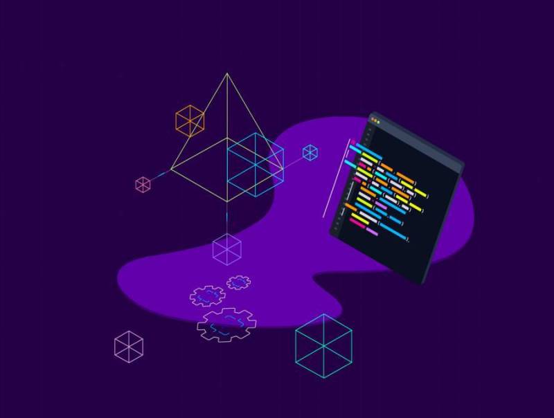 8区块链概念等距插图素描与插画。，区块链平台等距v.8