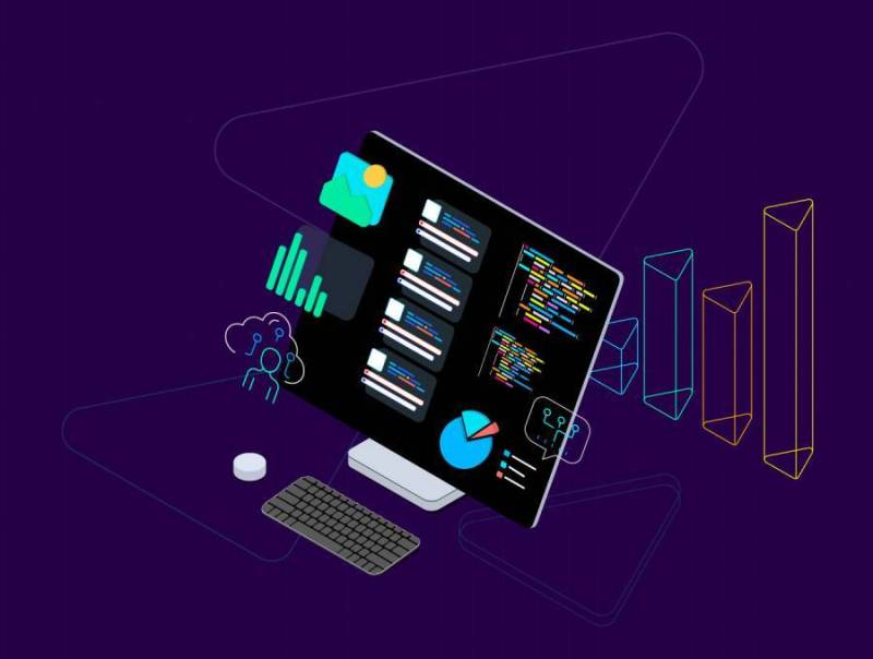 8区块链概念等距插图素描与插画。，区块链平台等距v.8