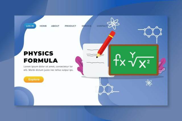 物理公式xd psd ai矢量登陆页UI界面插画设计physics formula xd psd ai vector landing page