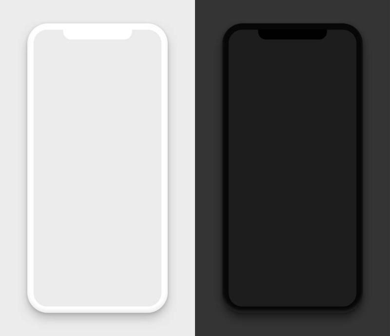 iPhone X 深空灰和银色扁平模型