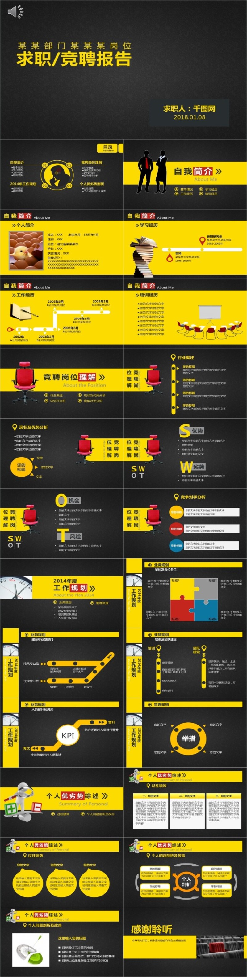 商务求职竞聘报告PPT模板