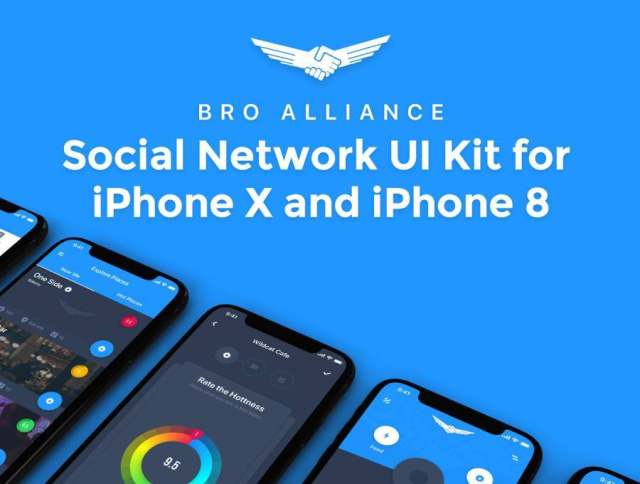 用于Sketch的下一代社交网络UI工具包，Bro Alliance iOS UI工具包