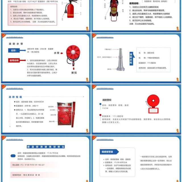 蓝色卡通风校园消防安全培训PPT模板