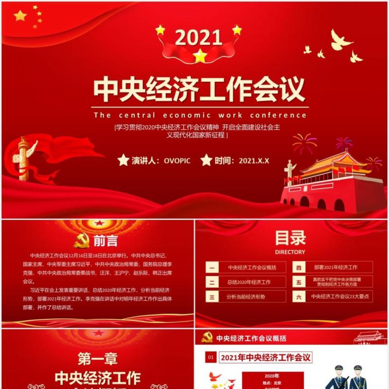 2021中央经济工作会议工作安排部署党政PPT模板