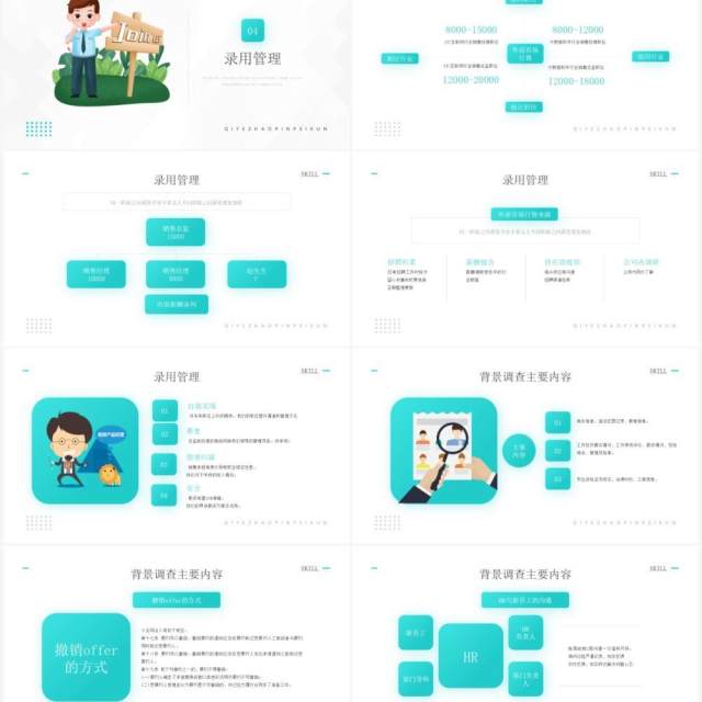 绿色简约风招聘以及面试技巧知识培训介绍PPT模板