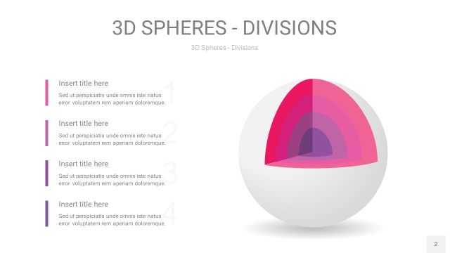 渐变粉色3D球体切割PPT信息图2