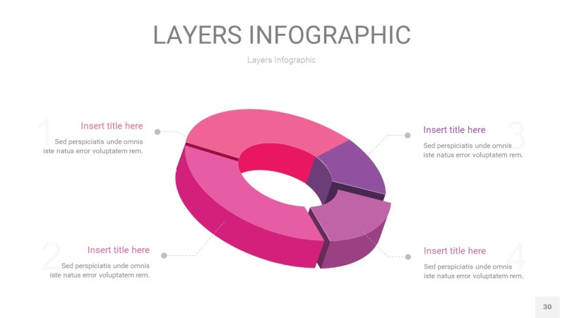 粉紫色3D分层PPT信息图30