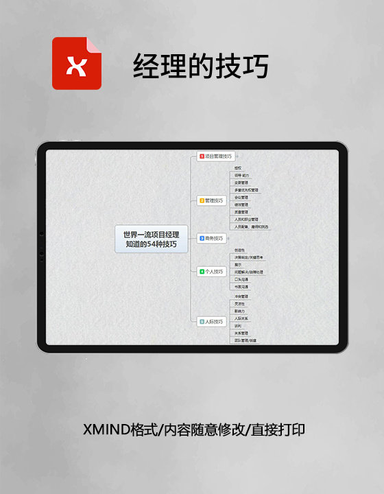 思维导图简洁经理的技巧XMind模板